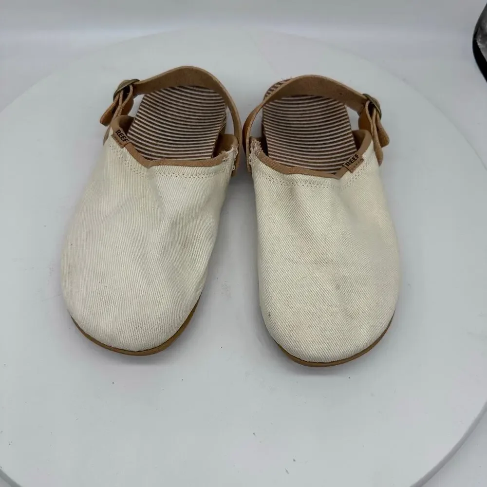 Reef Cushion Sage Slingback Cream Clog Womens Size 7 Style C18633 Textile